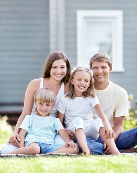 Family Smiling family on the lawn